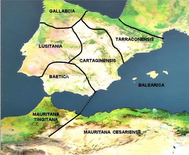 Figura 4. La Hispania romana (año 69 d.C.).