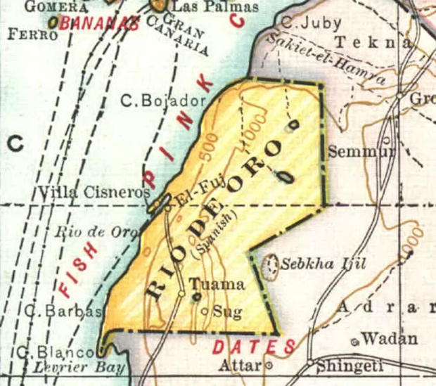 Mapa del Sáhara occidental.