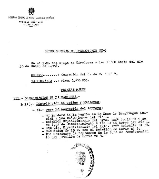 Fragmento de la Orden General de Operaciones del día 30 de enero de 1958.
