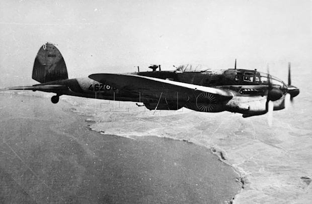 Avión Heinkel en misión de reconocimiento sobre el Sáhara en diciembre de 1957.