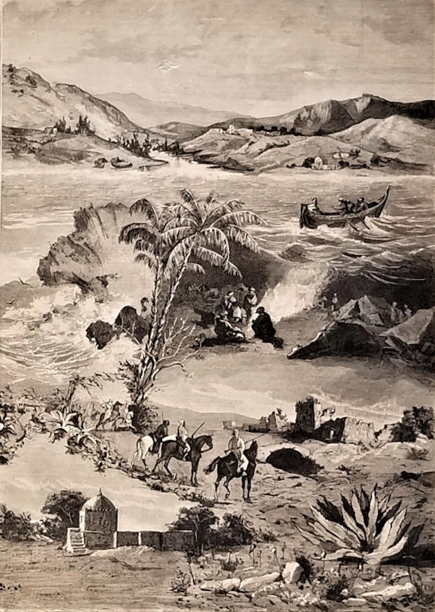 'Desembocadura del río Ifni', por DC Alvarez Dumont, en el semanario madrileño La Ilustración Española y Americana XXXII (1882). 
