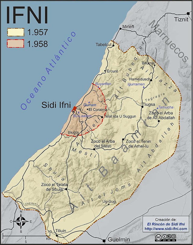 Mapa del Territorio de Ifni 1957-1958.