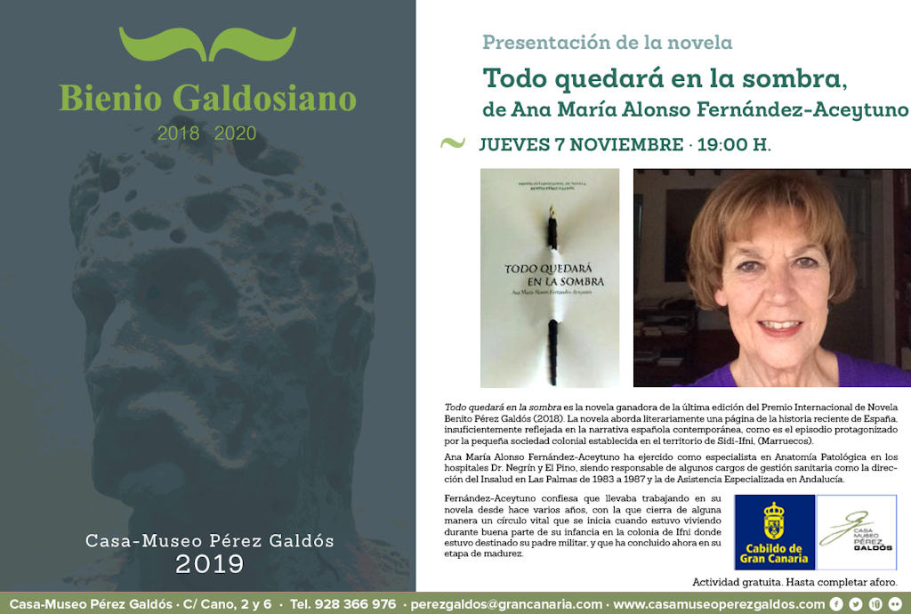 Presentación de la novela Premio Pérez Galdós 2019, 'Todo quedará en la sombra', de Ana María Alonso Fernández-Acaytuno. 