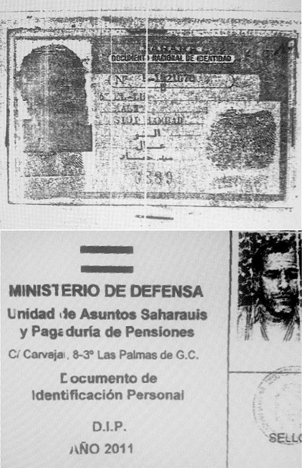 Arriba, el DNI bilingüe de Mohamed Messaud. Abajo, cartilla de la Pagaduría de Las Palmas de un soldado jubilado llamado Ahmed. CRÓNICA