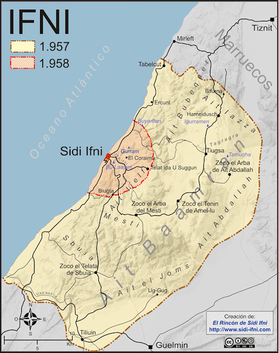 Ifni antes y después de la guerra. Creación: El Rincón de Sidi Ifni.