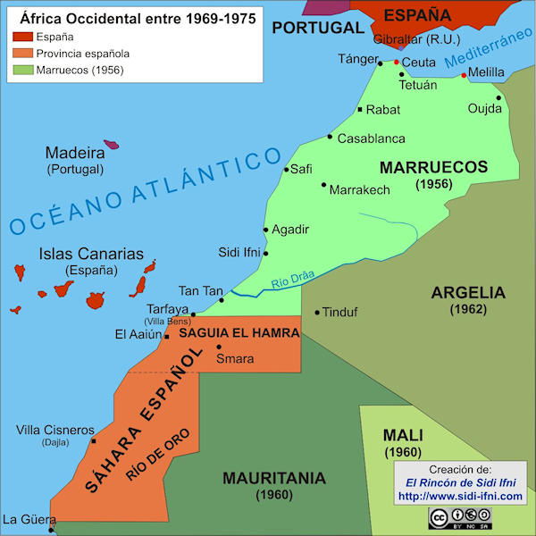 África Occidental entre 1969 y 1975 (descolonización del Sáhara)