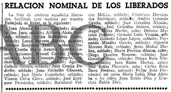 ABC (Sevilla) del 7 de mayo de 1959, relación de los liberados.