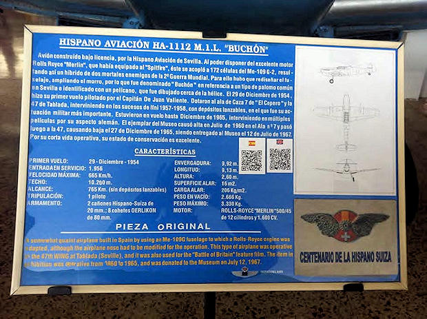 Descripción bombardero Buchón y Cohetes Oerlikon. Museo del Aire.