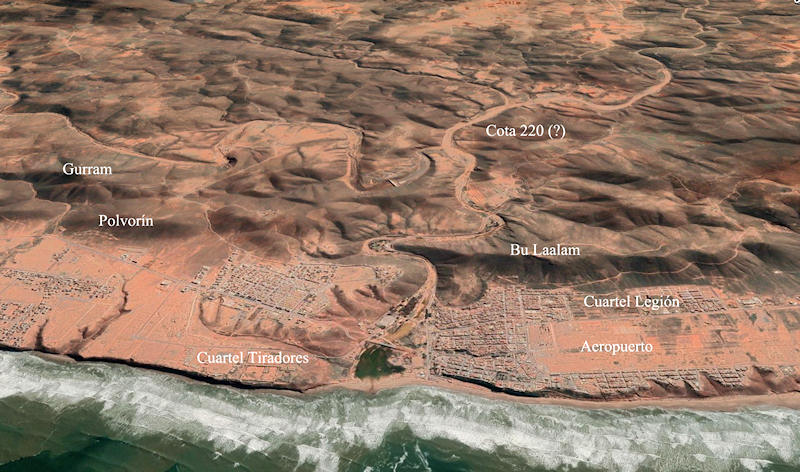  La defensa de Sidi Ifni (mapas de elaboración propia a partir de imagen de Google Earth) 