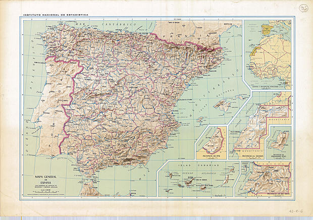España y sus provincias. Mapa físico y político de 1960. Fuente de la imagen: Instituto Geográfico Nacional 