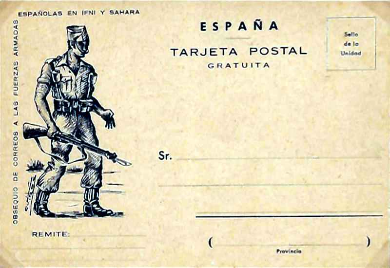 Tarjeta postal sin circular en color crema, con la imagen de un Legionario.