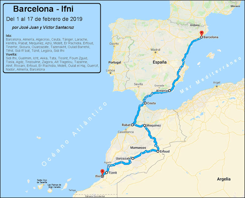 El viaje de ida Barcelona - Sidi Ifni
