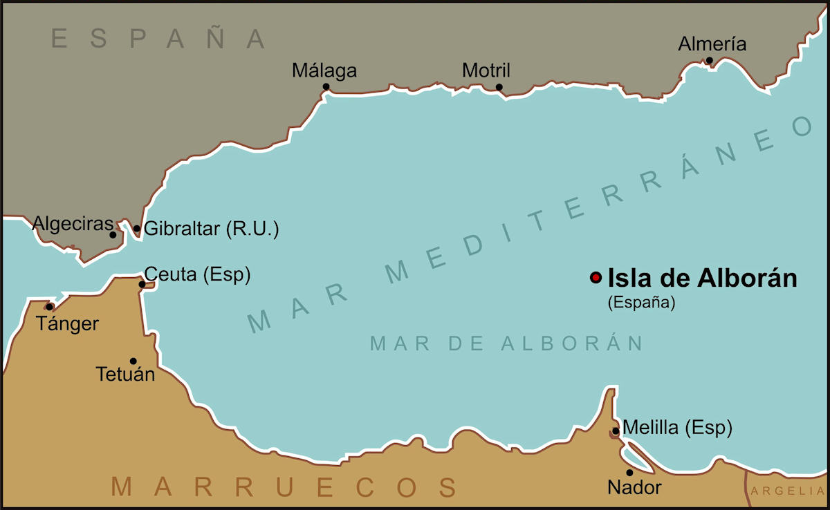 Situación de la Isla de Alborán. (Elaboración propia)