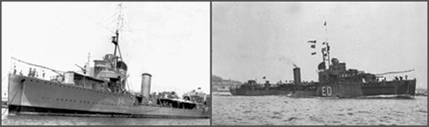 Los destructores Almirante Miranda (izquierda) y Almirante Escaño (derecha). 