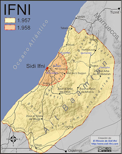 Fronteras del territorio de Ifni antes y después de la guerra.