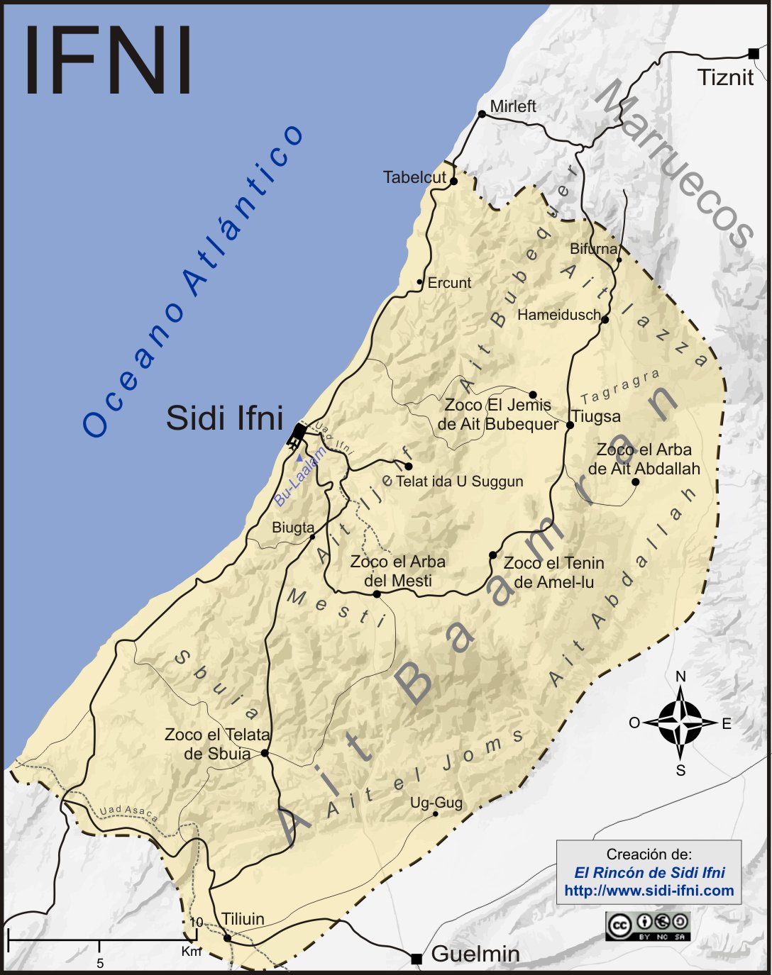 Mapa de Ifni en la etapa colonial.