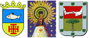 Los dos escudos oficiales de Ifni e imagen de la Virgen del Pilar