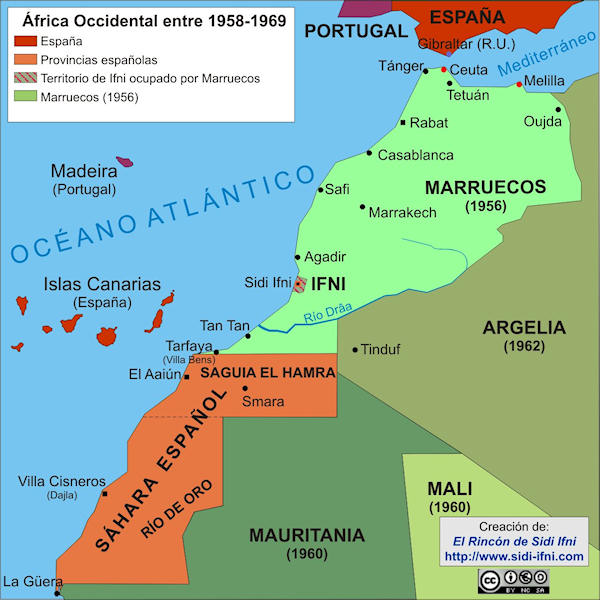 África Occidental entre 1958 y 1969 (Retrocesión de Ifni))